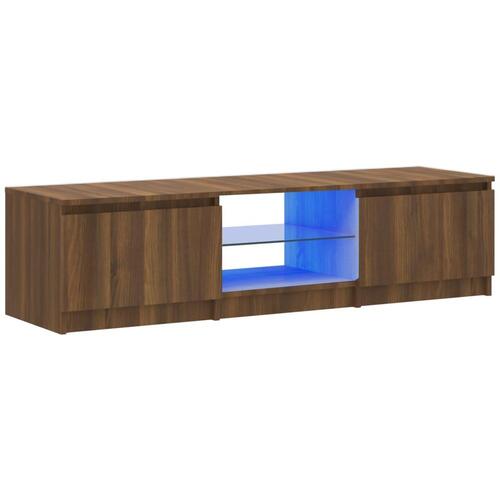Tv-bord med LED-lys 140x40x35,5 cm brun egetræsfarve