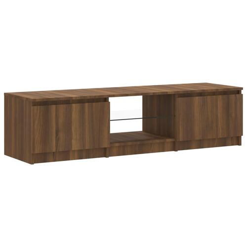Tv-bord med LED-lys 140x40x35,5 cm brun egetræsfarve