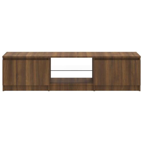 Tv-bord med LED-lys 140x40x35,5 cm brun egetræsfarve