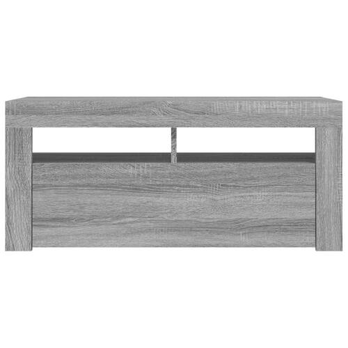 Tv-bord med LED-lys 90x35x40 cm grå sonoma-eg