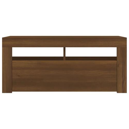 Tv-bord med LED-lys 90x35x40 cm brun egetræsfarve