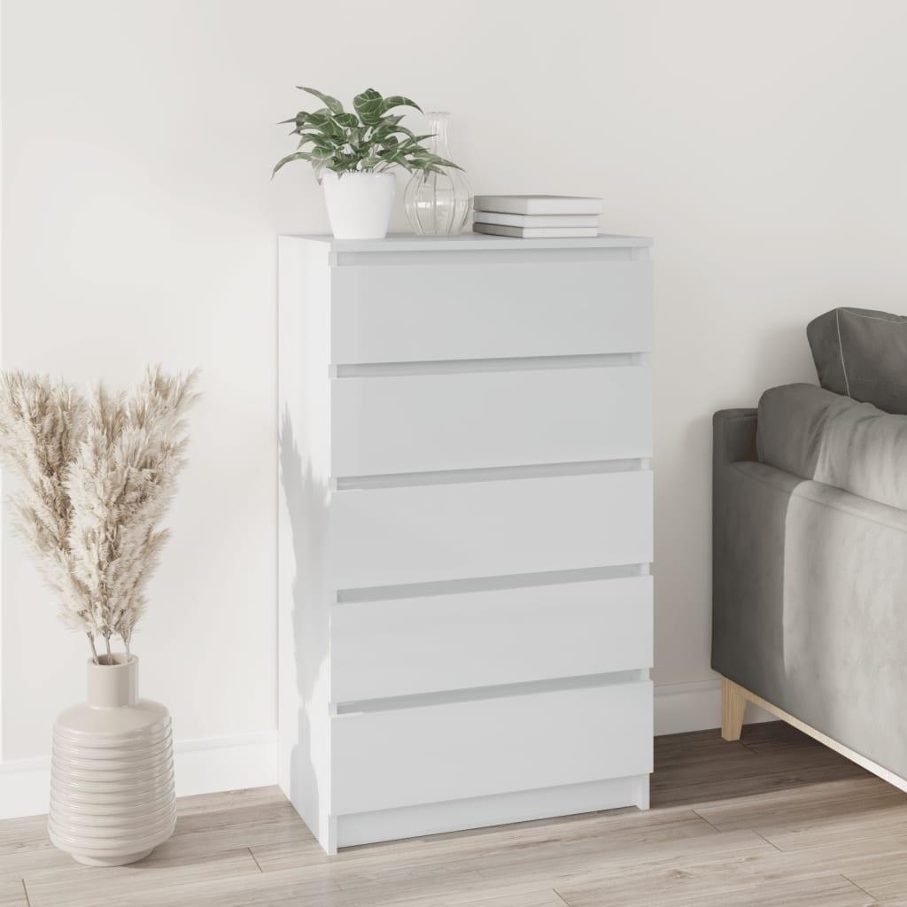 Skuffeskab 60x36x103 cm konstrueret træ hvid højglans