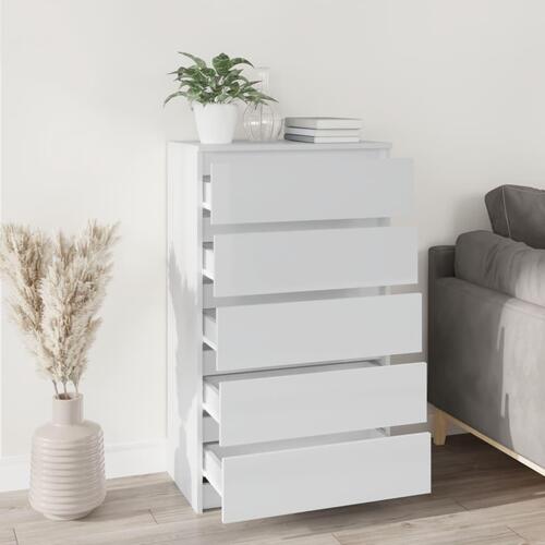Skuffeskab 60x36x103 cm konstrueret træ hvid højglans