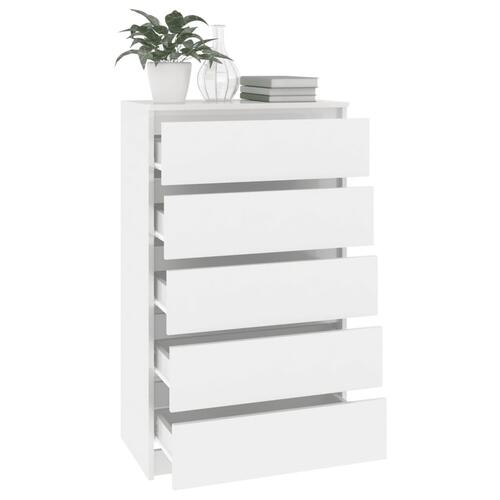 Skuffeskab 60x36x103 cm konstrueret træ hvid højglans