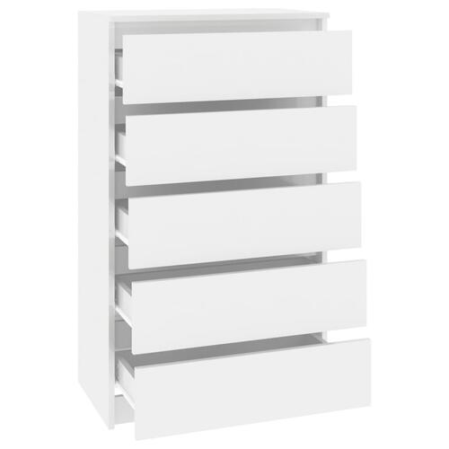Skuffeskab 60x36x103 cm konstrueret træ hvid højglans