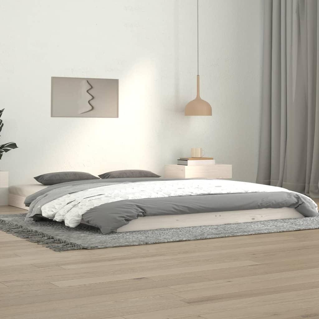 Sengeramme 140x190 cm massivt fyrretræ hvid