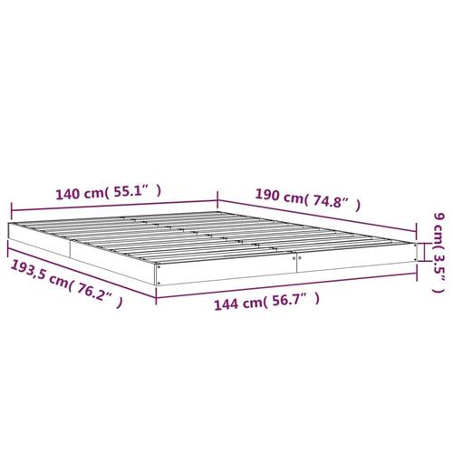 Sengeramme 140x190 cm massivt fyrretræ hvid