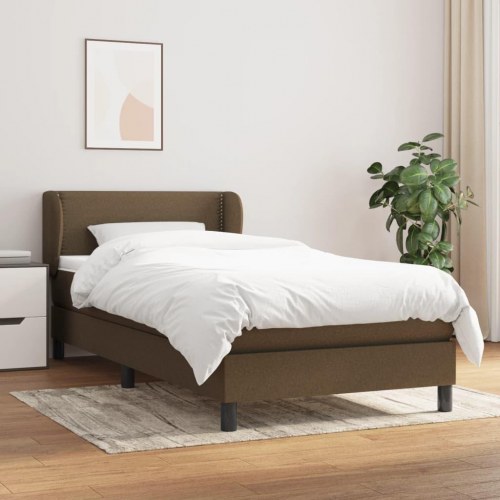 Kontinentalseng med madras 100x200 cm - stof, mørkebrun