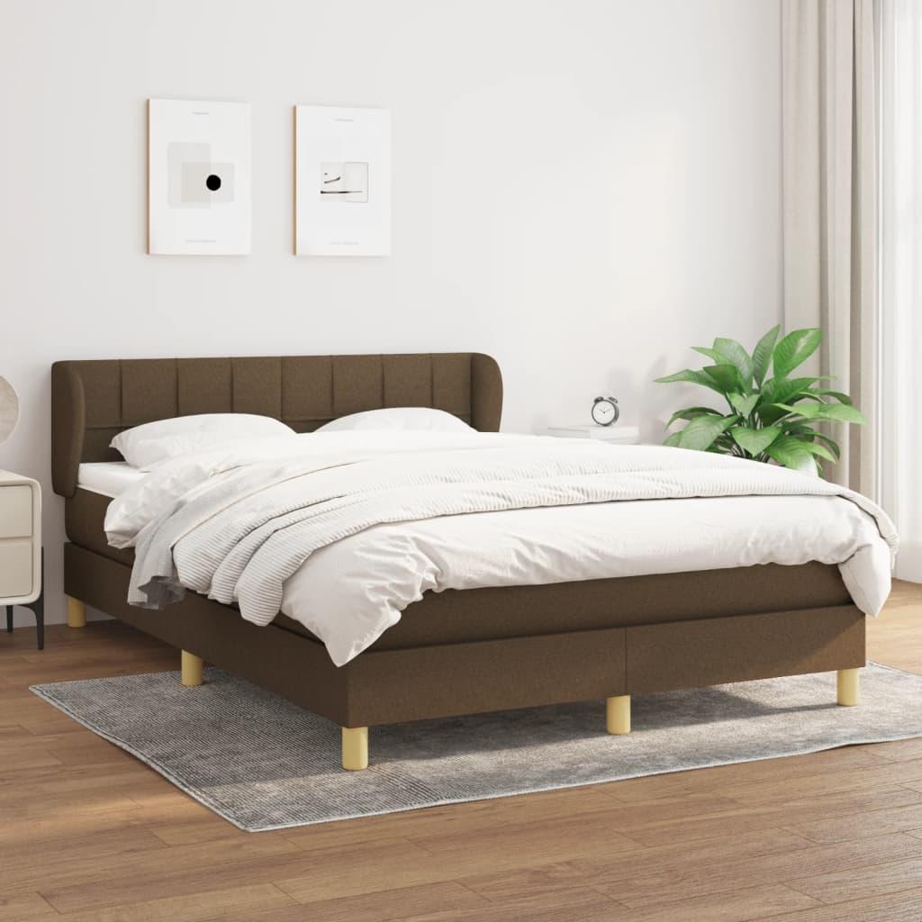 Kontinentalseng med madras 140x190 cm stof mørkebrun