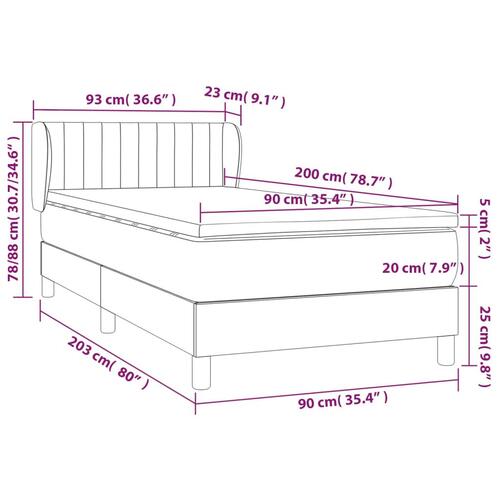 Kontinentalseng med madras 90x200 cm stof sort