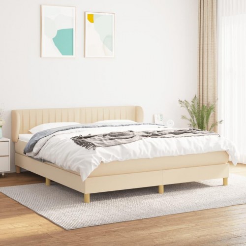 Kontinentalseng med madras 160x200 cm - stof, cremefarvet
