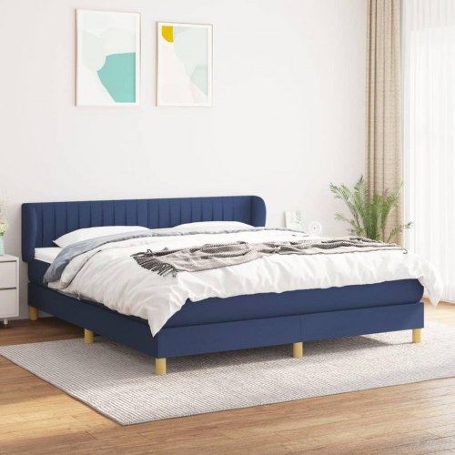 Kontinentalseng med madras 160×200 cm - stof, blå