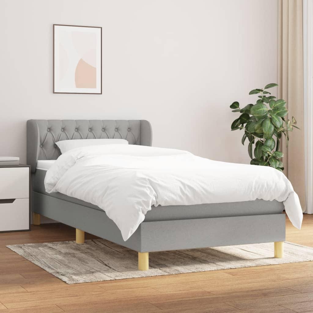 Kontinentalseng med madras 90x200 cm stof lysegrå