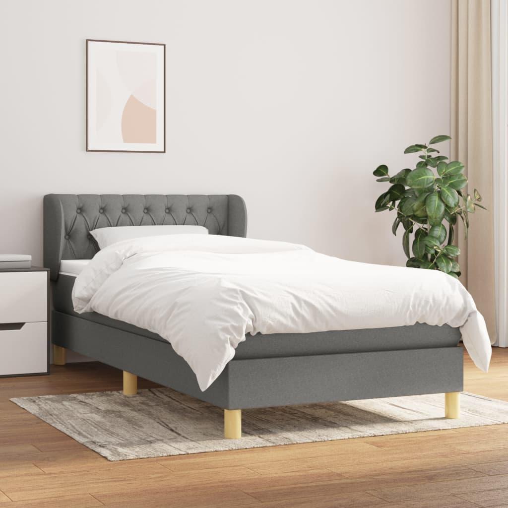 Kontinentalseng med madras 90×200 cm - stof, mørkegrå billede