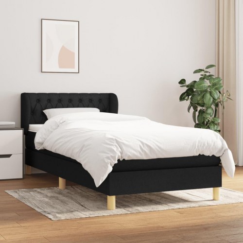 Kontinentalseng med madras 100x200 cm - stof, sort
