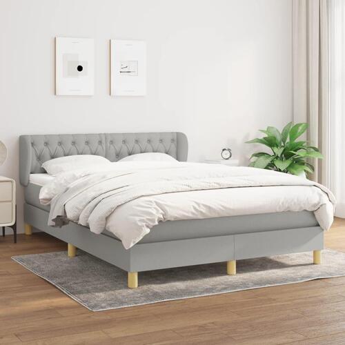 Kontinentalseng med madras 140x190 cm stof lysegrå