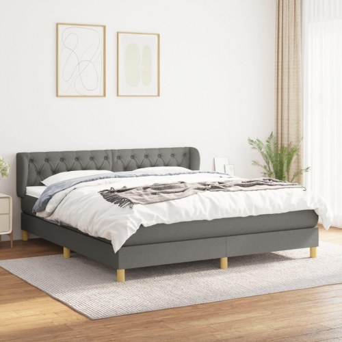 Kontinentalseng med madras 160×200 cm - stof, mørkegrå