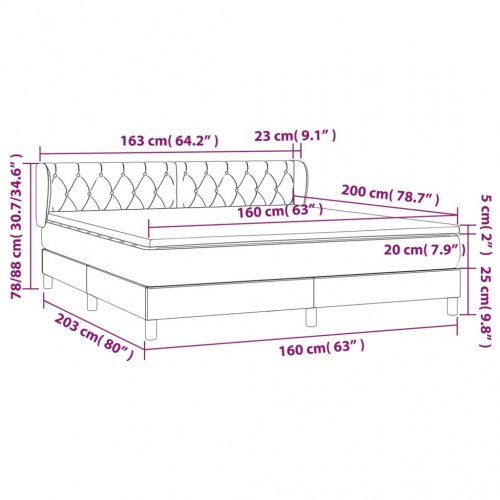 Kontinentalseng med madras 160x200 cm - stof, cremefarvet