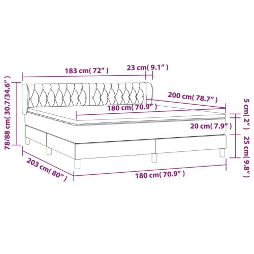 Kontinentalseng med madras 180x200 cm - stof, sort