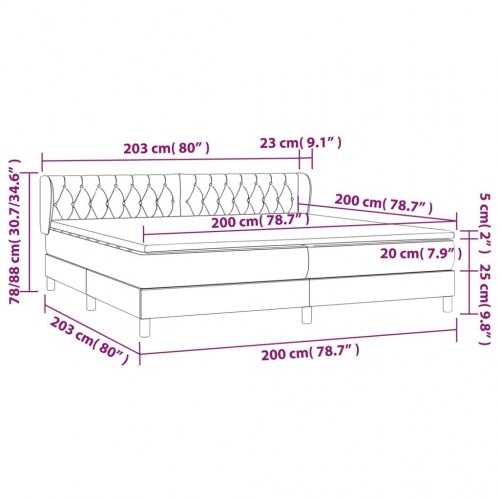 Kontinentalseng med madras 200×200 cm - stof, sort