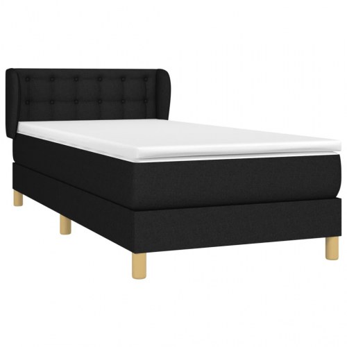 Kontinentalseng med madras 100×200 cm - stof, sort
