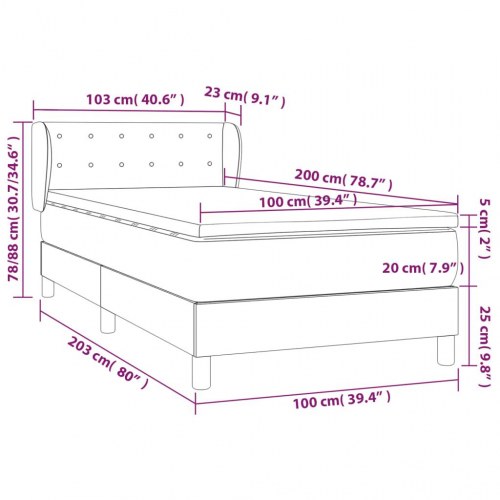 Kontinentalseng med madras 100×200 cm - stof, sort