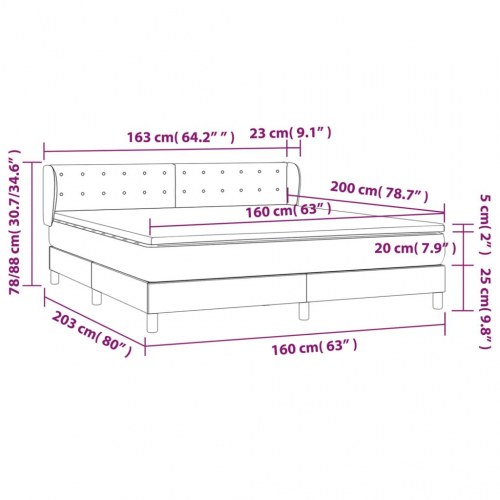 Kontinentalseng med madras 160x200 cm - stof, sort