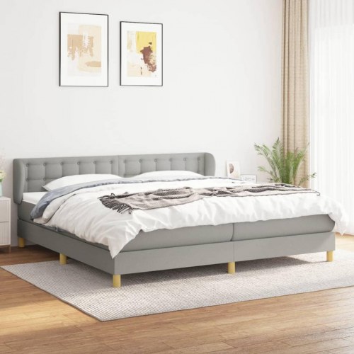 Kontinentalseng med madras 200x200 cm - stof, lysegrå