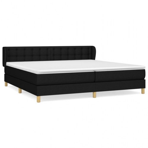 Kontinentalseng med madras 200x200 cm - stof, sort