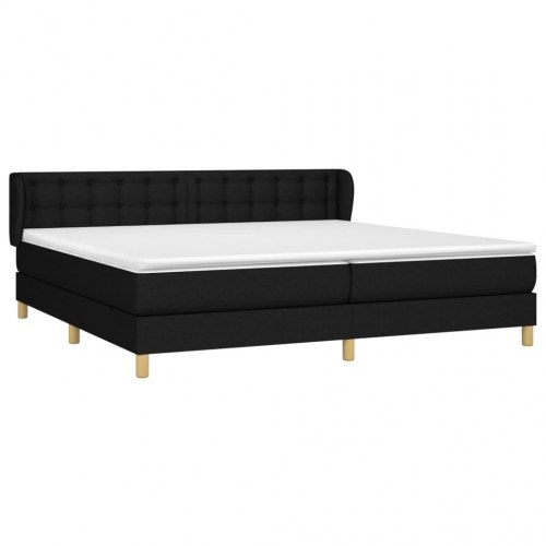 Kontinentalseng med madras 200x200 cm - stof, sort