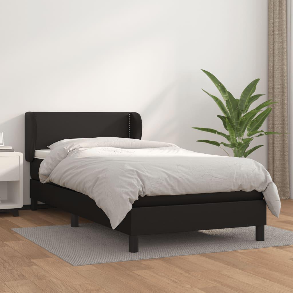 Kontinentalseng med madras 90x200 cm kunstlæder sort