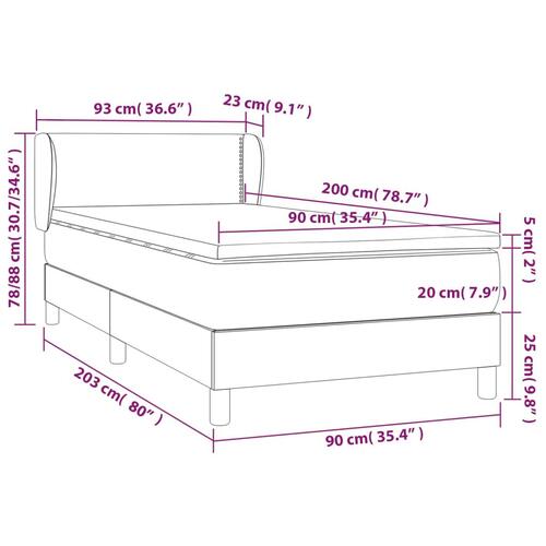 Kontinentalseng med madras 90x200 cm kunstlæder hvid