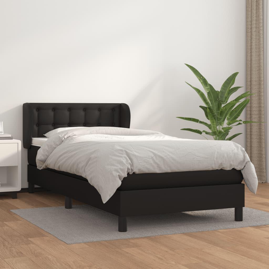 Kontinentalseng med madras 90x200 cm kunstlæder sort