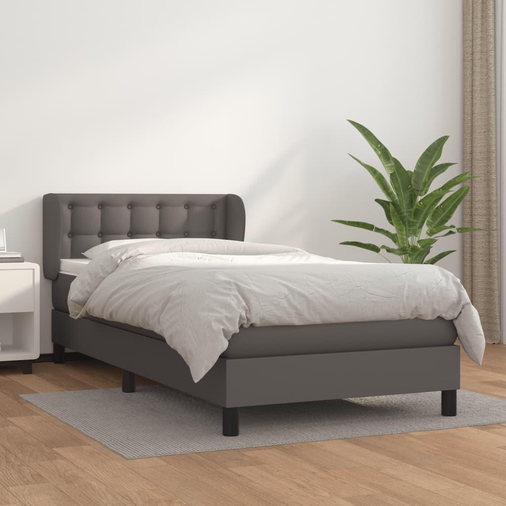 Kontinentalseng med madras 90x200 cm kunstlæder grå