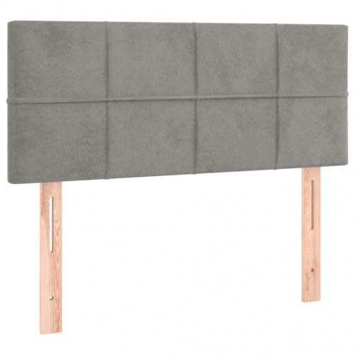 Kontinentalseng med madras 100 × 200 cm - fløjl, lysegrå