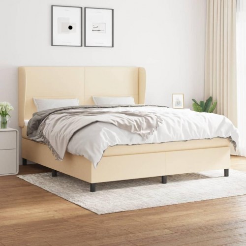 Kontinentalseng med madras 180x200 cm - stof, cremefarvet