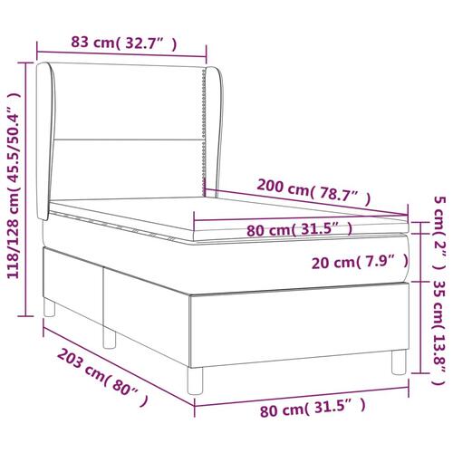 Kontinentalseng med madras 80x200 cm stof gråbrun
