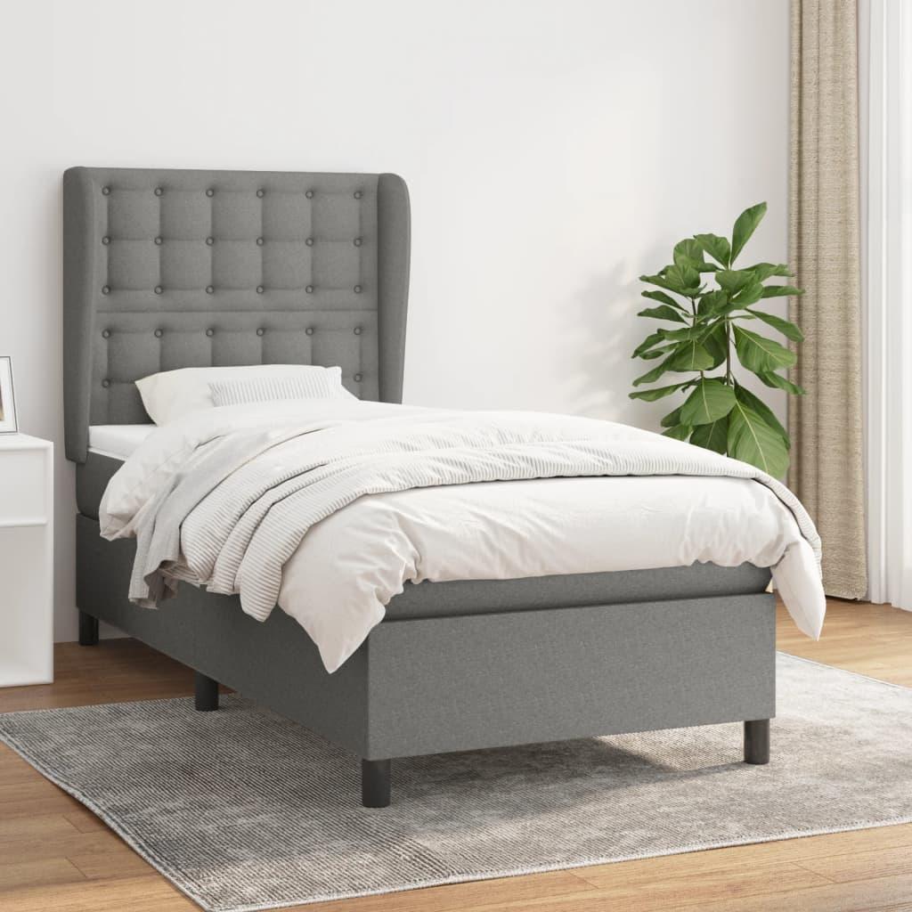 Kontinentalseng med madras 80x200 cm stof mørkegrå billede