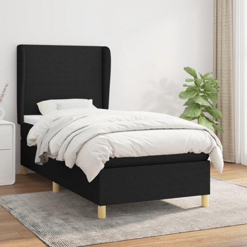 Kontinentalseng med madras 100×200 cm - stof, sort