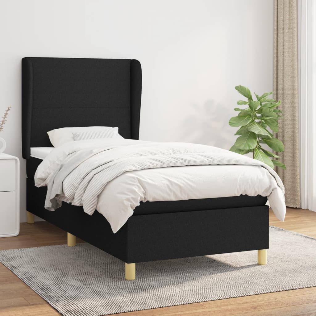 Kontinentalseng med madras 100×200 cm - stof, sort billede