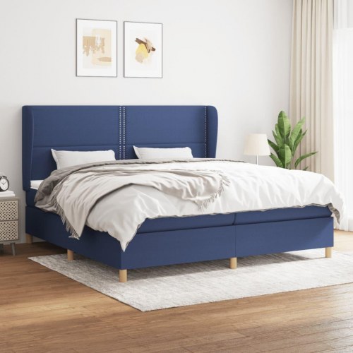 Kontinentalseng med madras 200×200 cm - stof, blå