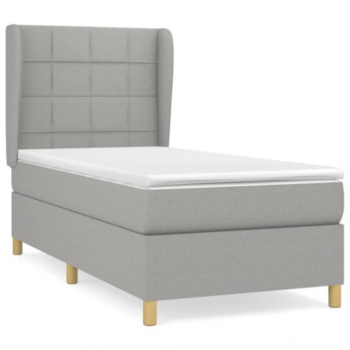 Kontinentalseng med madras 90×200 cm - stof, lysegrå