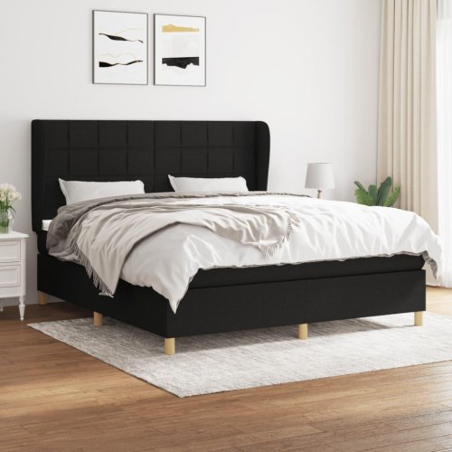 Kontinentalseng med madras 180x200 cm - stof, sort