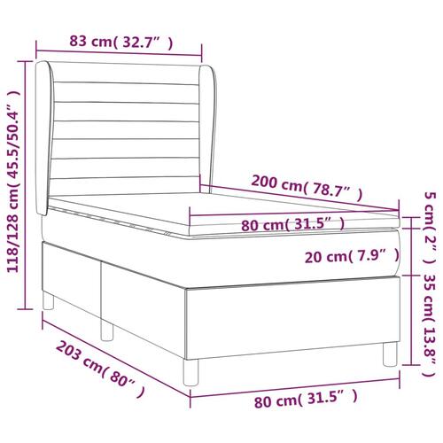 Kontinentalseng med madras 80x200 cm stof mørkegrå