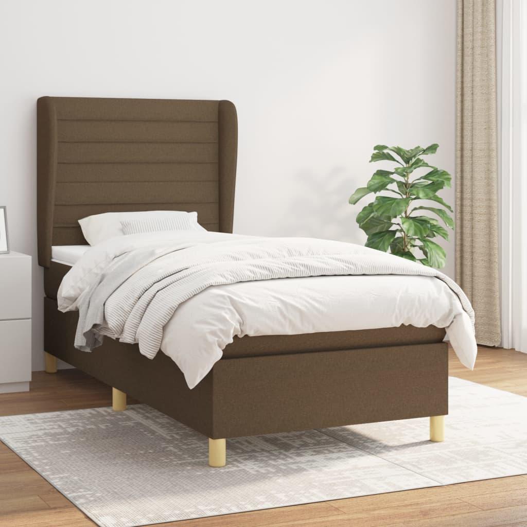 Kontinentalseng med madras 80x200 cm stof mørkebrun billede