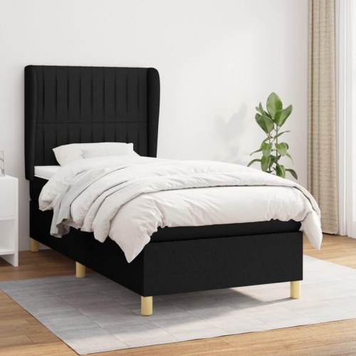 Kontinentalseng med madras 80×200 cm - stof, sort