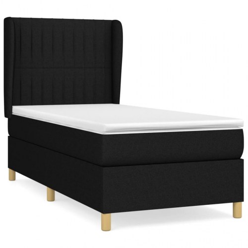 Kontinentalseng med madras 80×200 cm - stof, sort