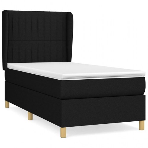 Kontinentalseng med madras 90×200 cm - stof, sort