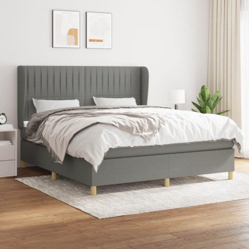 Kontinentalseng med madras 160×200 cm - stof, mørkegrå