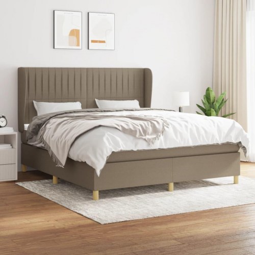 Kontinentalseng med madras 160×200 cm - stof, gråbrun